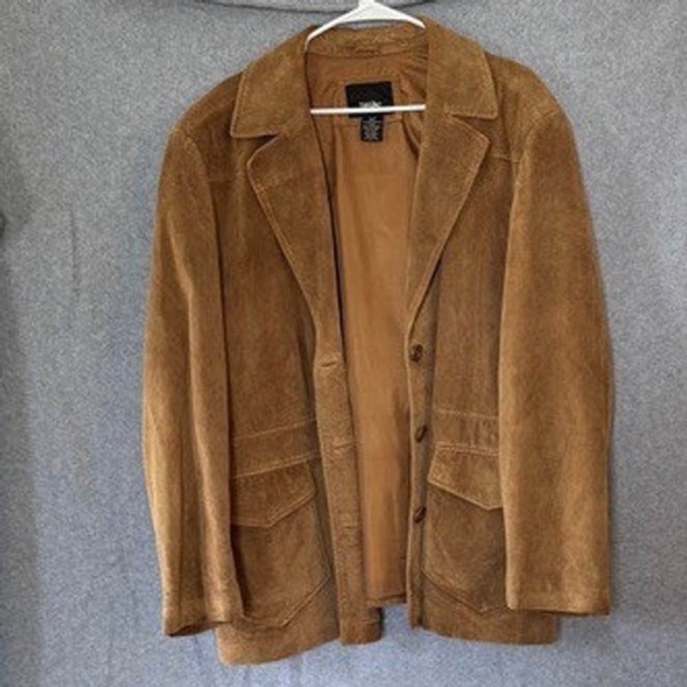 Vintage Suede Leather Blazer Jacket 24W Brown Y2K western dark academia